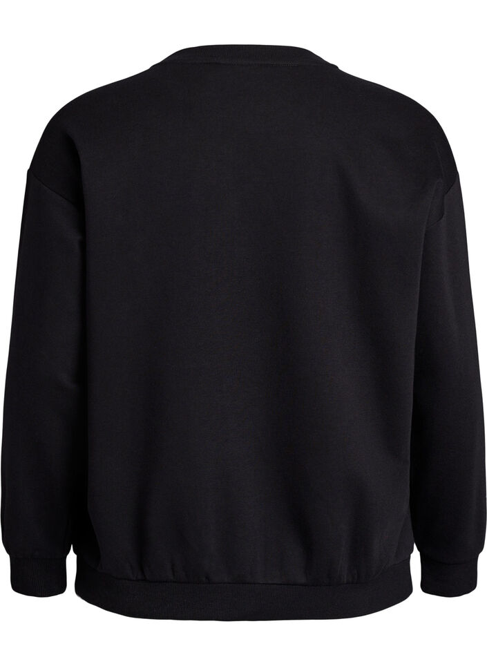 Sweatshirt met statementdetail, Zwart, Packshot image number 1