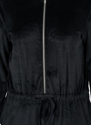 Combinaison en velours avec capuche et cordon de serrage, Black, Packshot image number 2