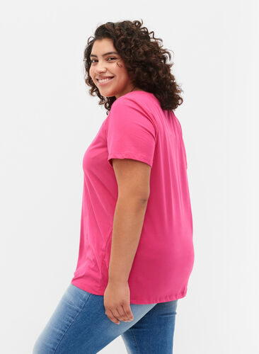 T-shirt en coton uni basique, Beetroot Purple, Model image number 1