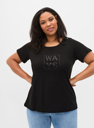 T-shirt en coton à manches courtes avec imprimé, Black WAYS, Model image number 0