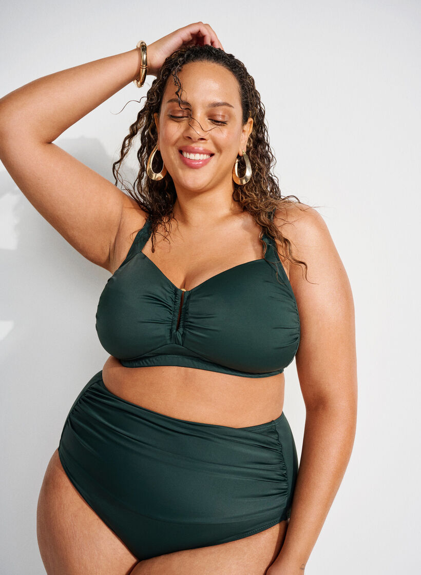 Haut de bikini rembourr&eacute; avec d&eacute;tail anneau, Vert fonc&eacute;, Image image number 0