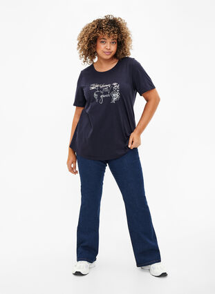 FLASH – T-shirt imprimé, Navy Blazer Bloom, Model image number 2
