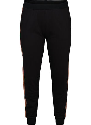 Pantalon de survêtement avec détail en velour, Black w. Burlwood, Packshot image number 0
