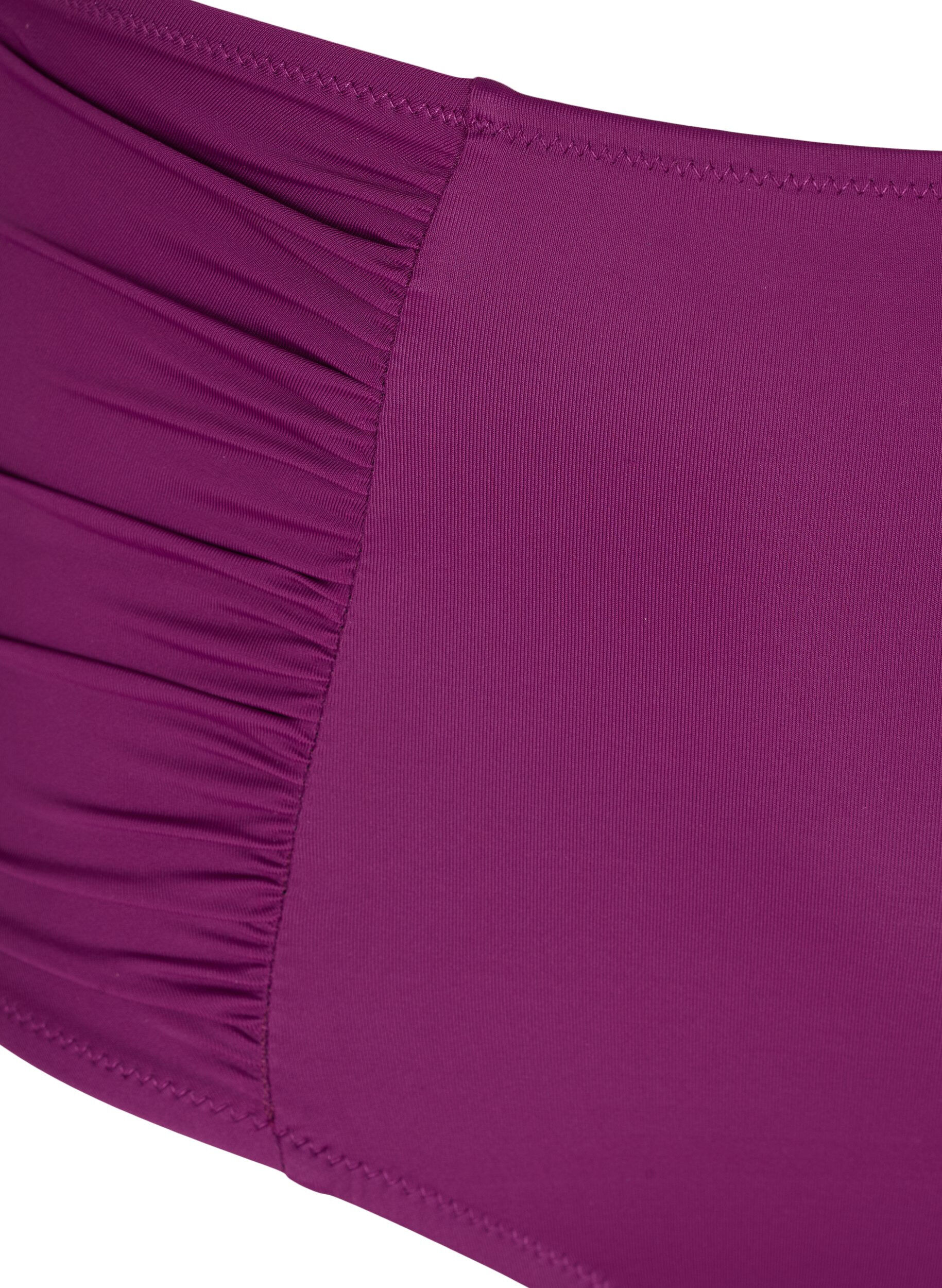 ZizziBikinibroekje met hoge taille en draperingen, Dark Purple, Packshot image number 2