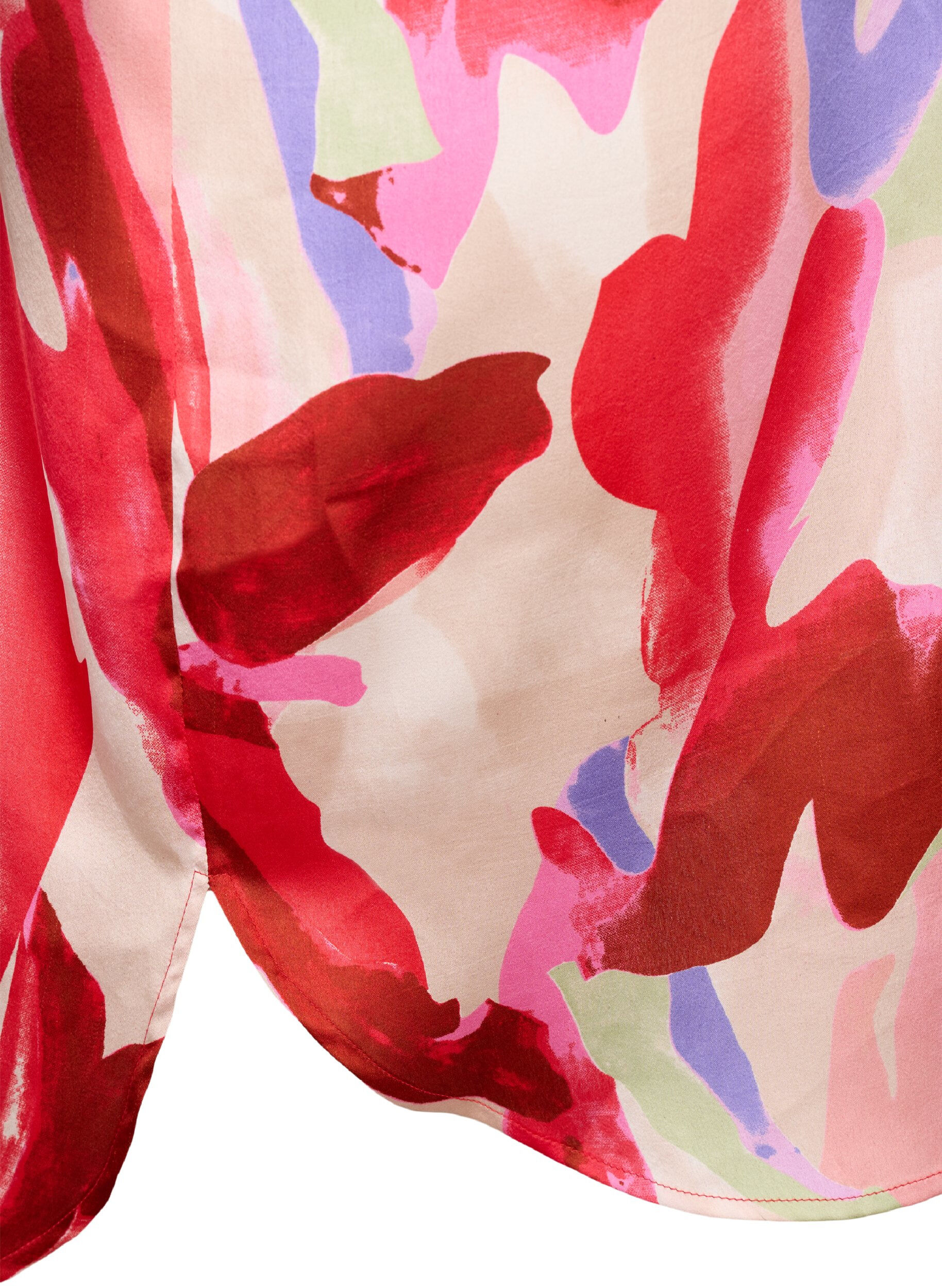 ZizziLange satijnen blouse met print, Geranium Graphic AOP, Packshot image number 3