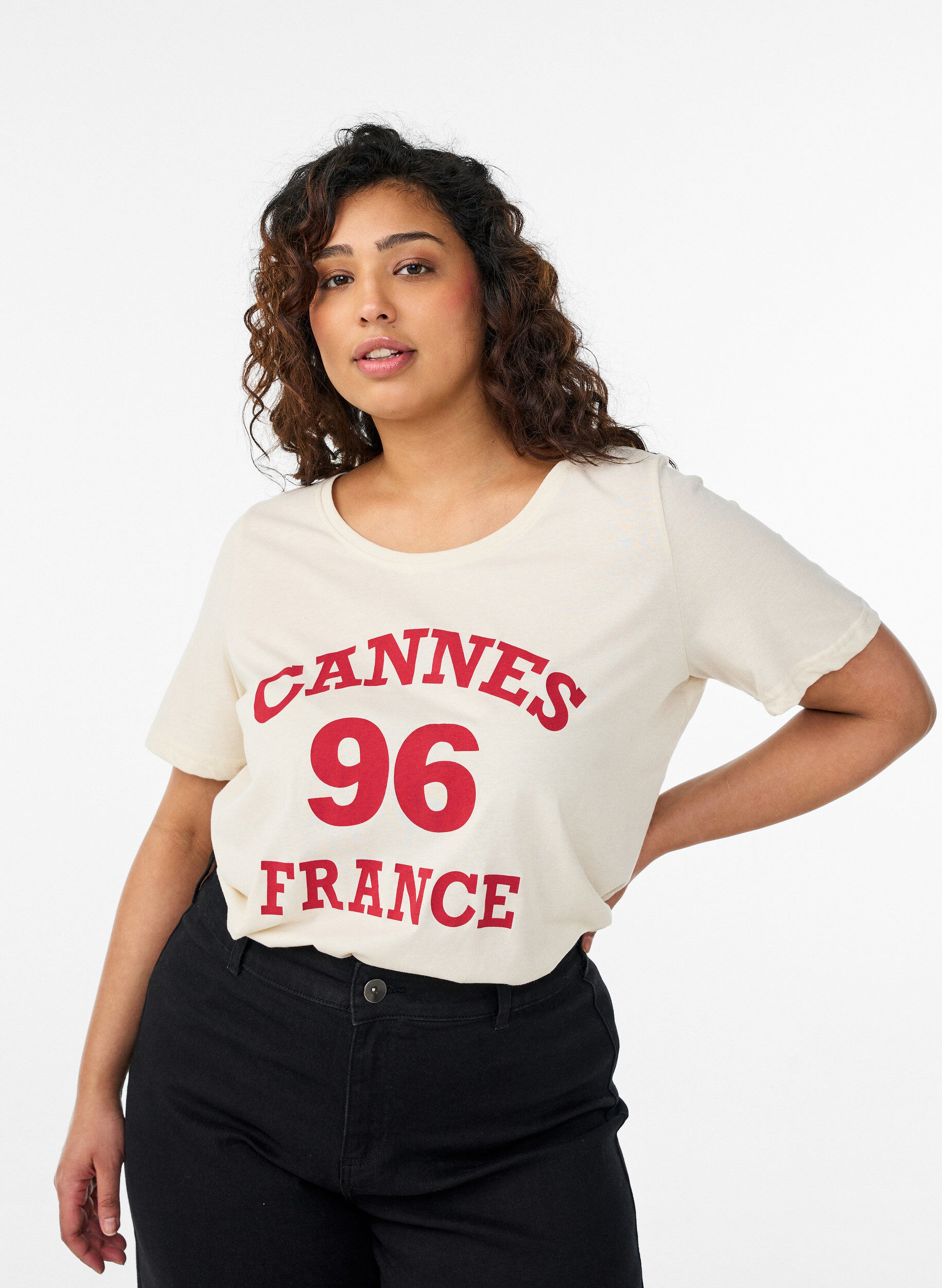 ZizziT-shirt met print, Vanille, Model image number 0