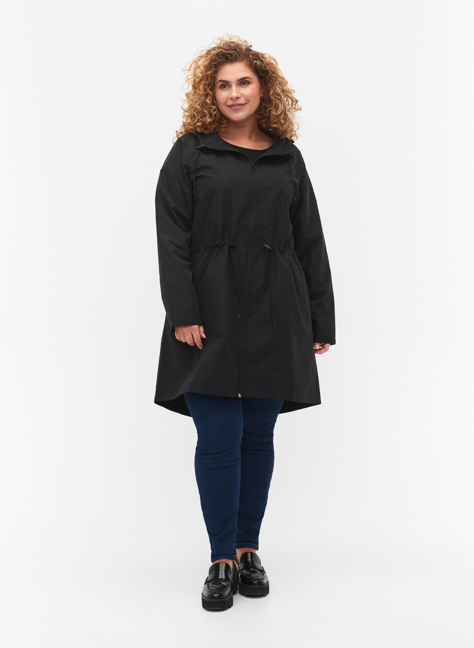 Zizzi FLASH - Parka imperm&eacute;able avec capuche, Black, Model image number 1