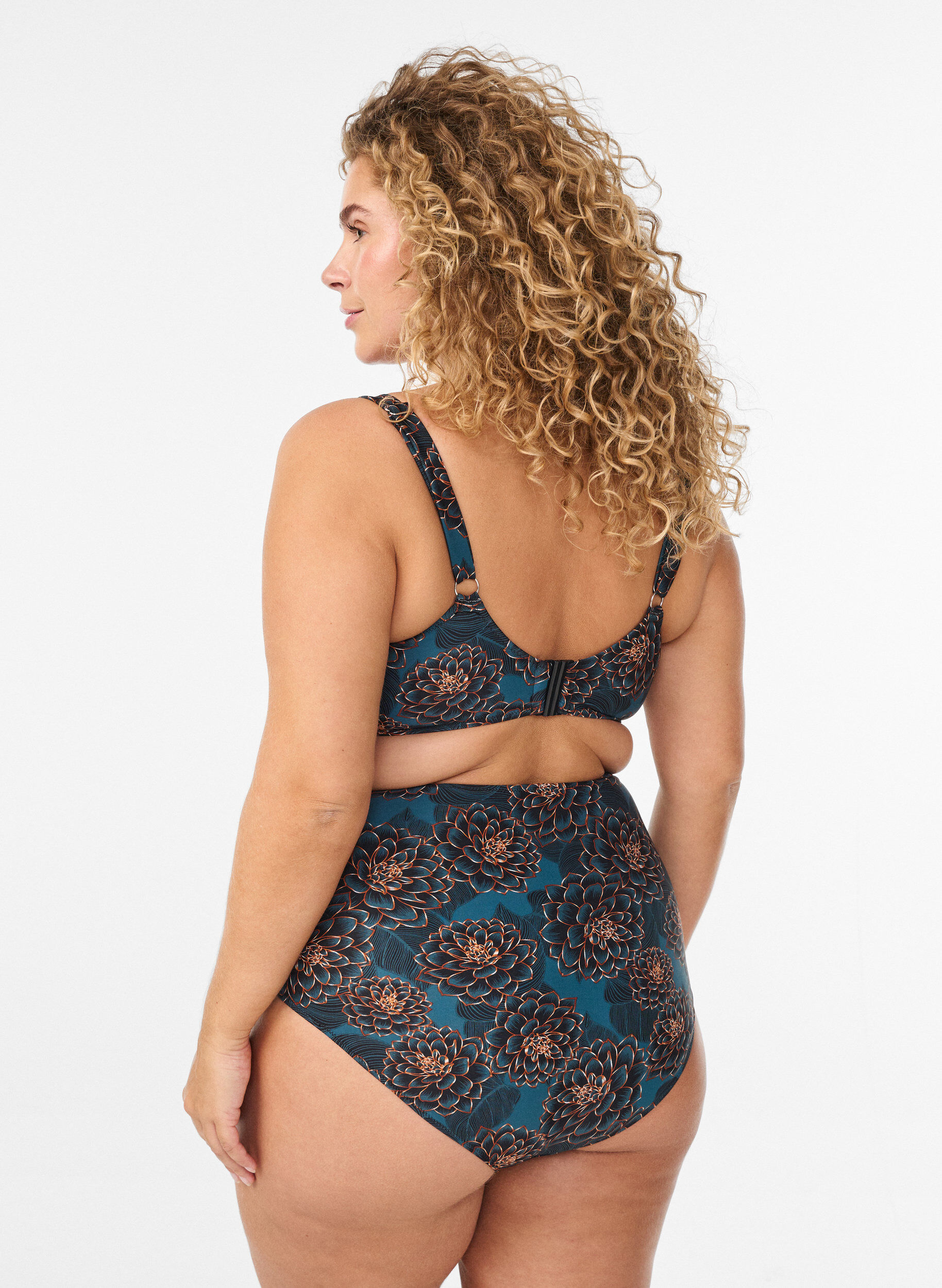 ZizziBikinibroekje met print en hoge taille, Blauw, Model image number 1