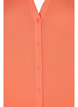 Chemise à manches courtes en viscose avec col en V, Living Coral, Packshot image number 2