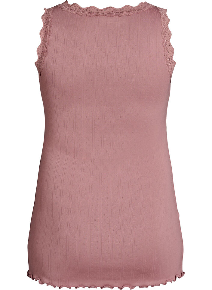 Tanktop met kant en broderie anglaise, Roze, Packshot image number 1