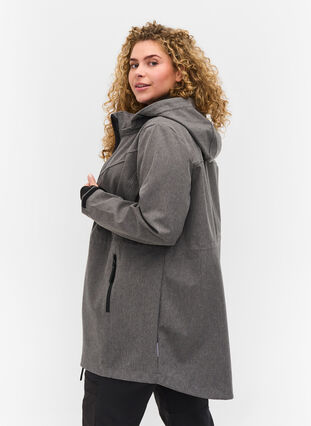 Veste softshell à capuche amovible, Medium Grey Melange, Model image number 1