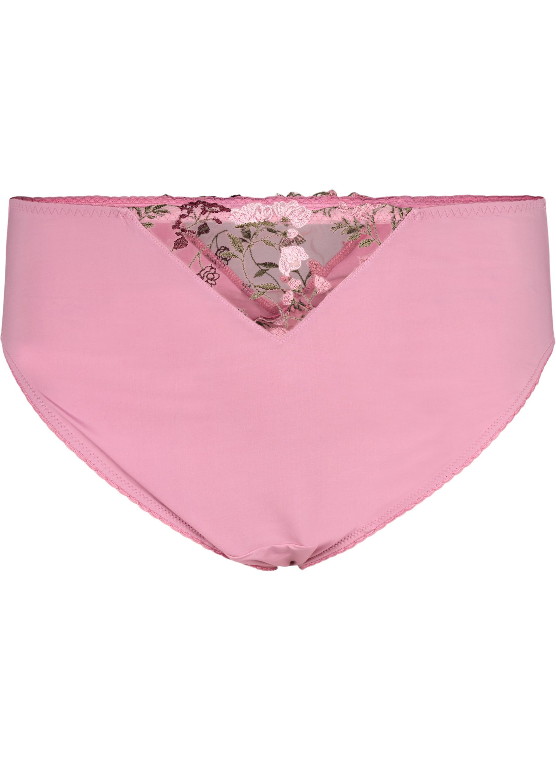 ZizziTai slip in microvezel met geborduurde bloemen, Roze, Packshot image number 0