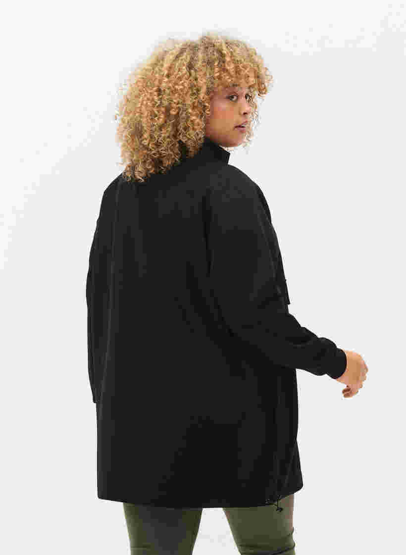 Lang sweatshirt met zak en rits, Black, Model image number 1