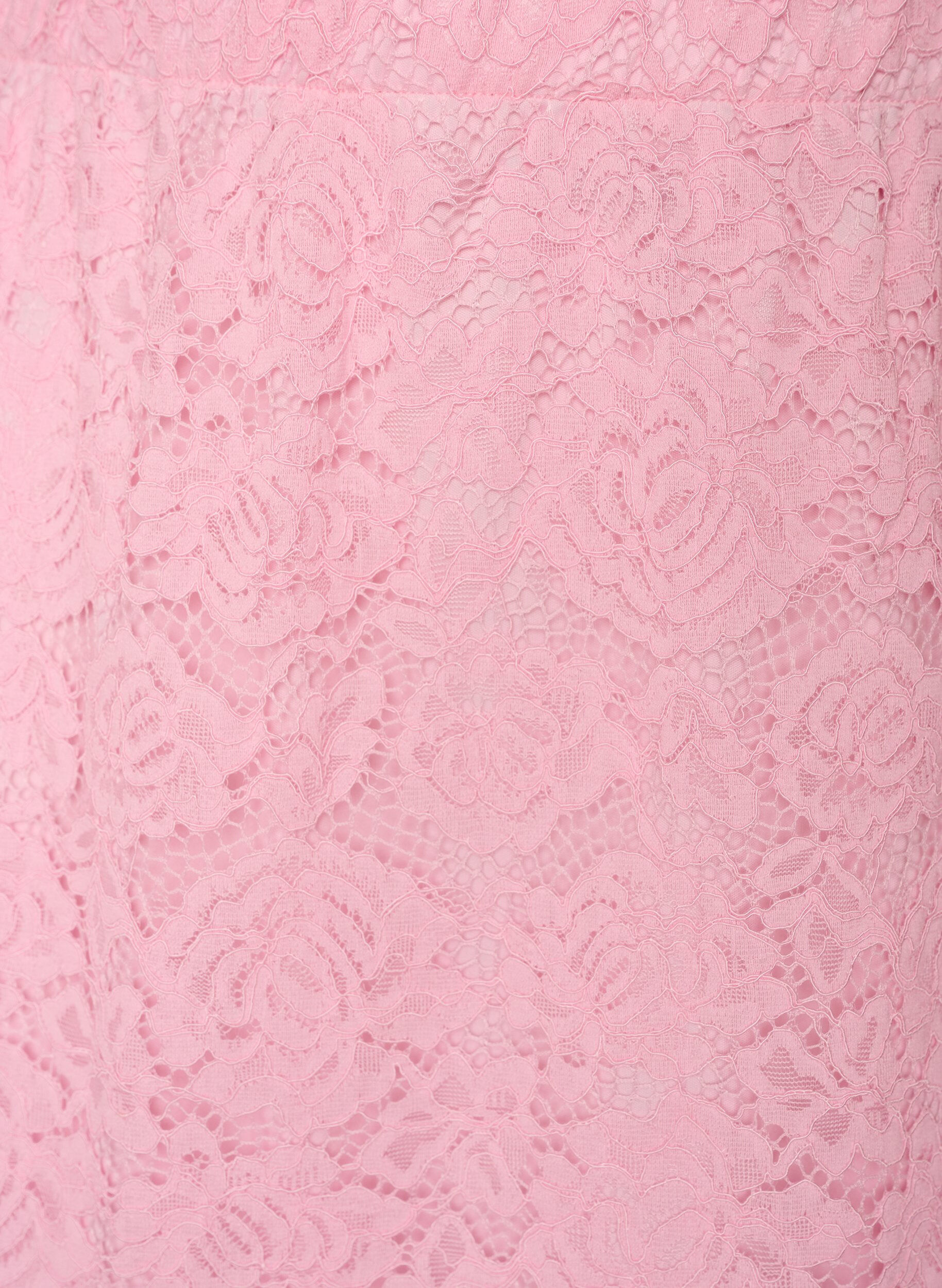 Zizzi Jupe midi en dentelle avec taille &eacute;lastique, Rose, Packshot image number 2