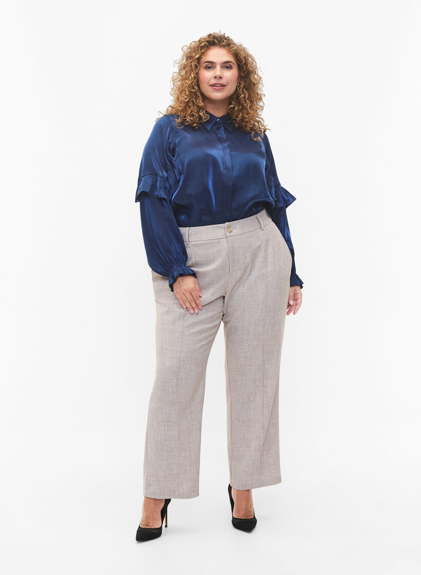 Shirt van viscose met ruches, Titan, Model image number 2