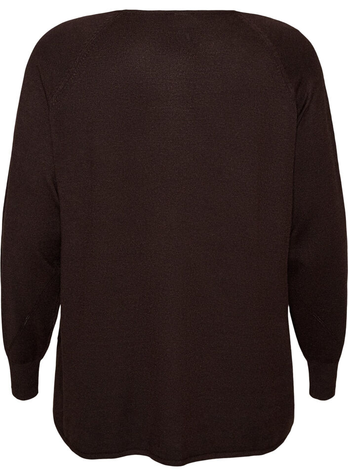 Chemisier en tricot avec col rond et motif tricot, Marron, Packshot image number 1