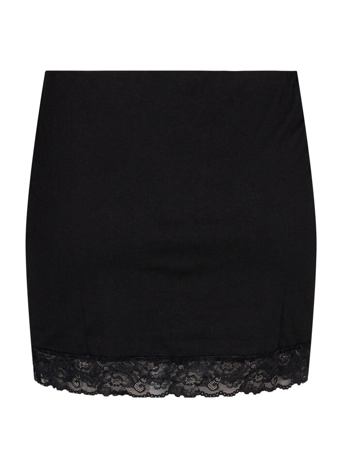 2-pack top verlengstukken met kanten biezen, Black/Black, Packshot image number 1