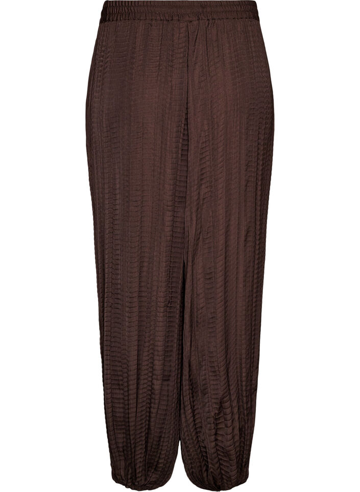 Pantalon ballon textur&eacute; avec ceinture &eacute;lastique, Marron, Packshot image number 1