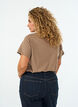 Katoenen T-shirt met V-hals en print aan de voorkant, Bruin, Model image number 2