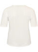 Mesh top met korte mouwen en ronde hals, Vanille, Packshot image number 1