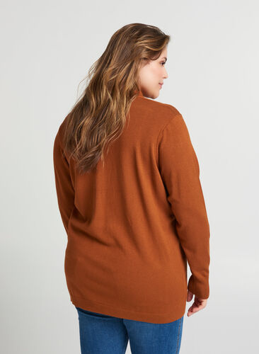 Gebreide blouse van viscose met hoge kraag, Caramel Cafe, Model image number 0