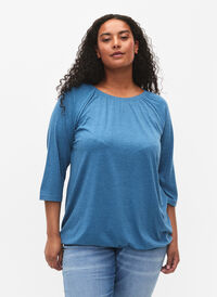 Gestreepte blouse met 3/4 mouwen, Legion Blue Mel., Model