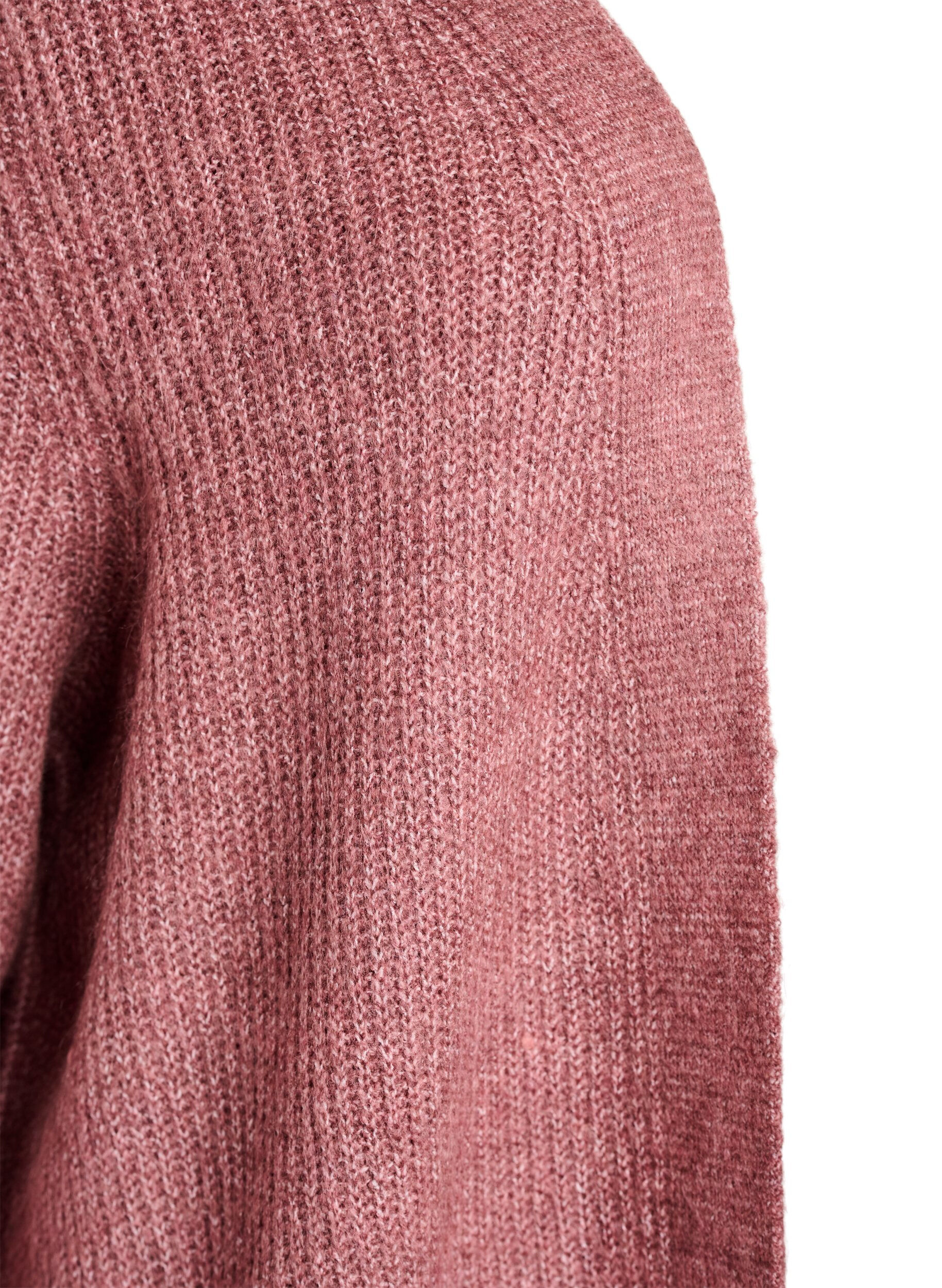 ZizziLange geribde cardigan met een open voorkant, Roze, Packshot image number 2