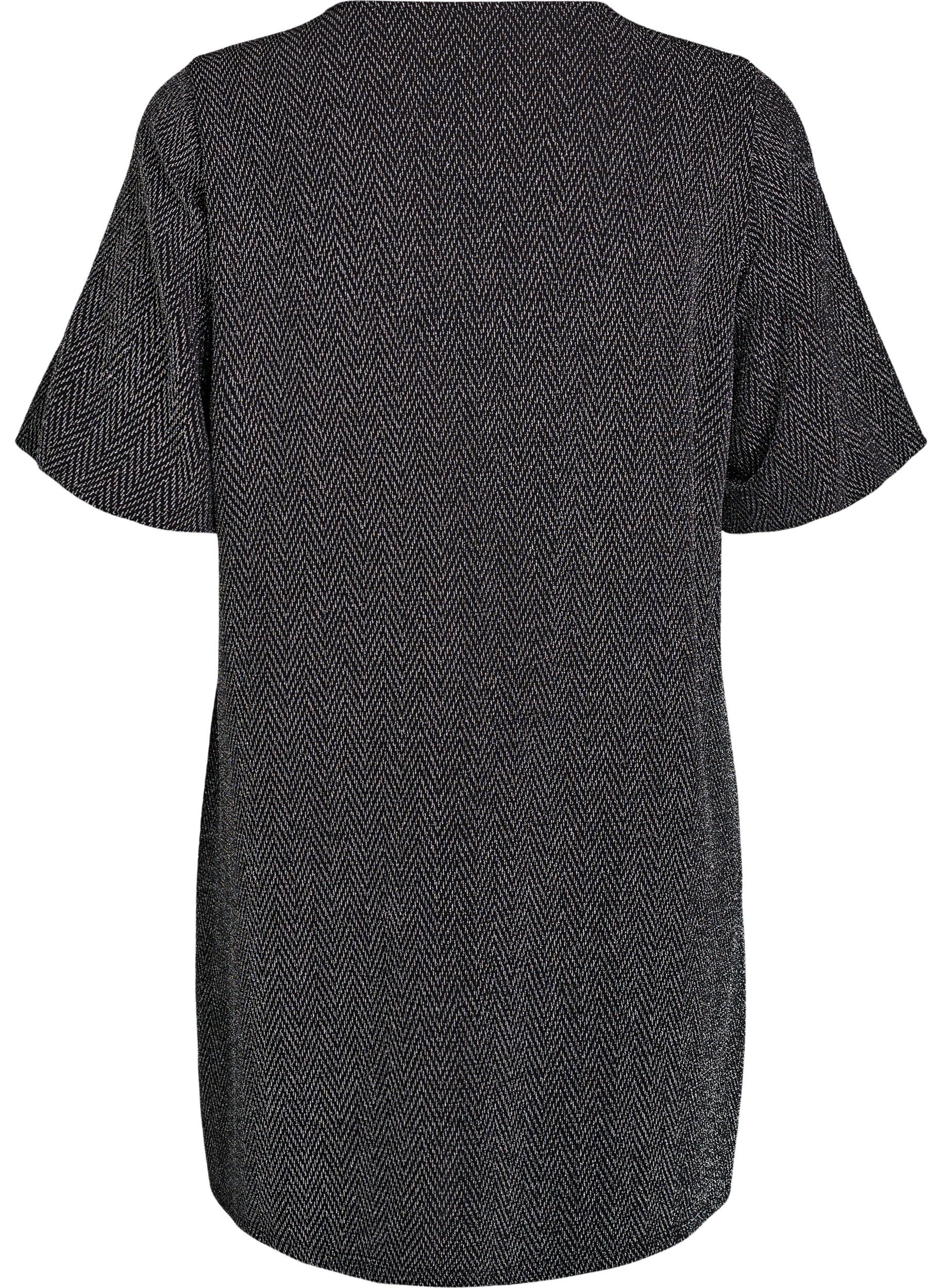 Zizzi Robe courte &agrave; motif paillet&eacute;, Noir, Packshot image number 1