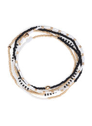 Pack de 5 bracelets en perles, Black/Gold Mix, Packshot