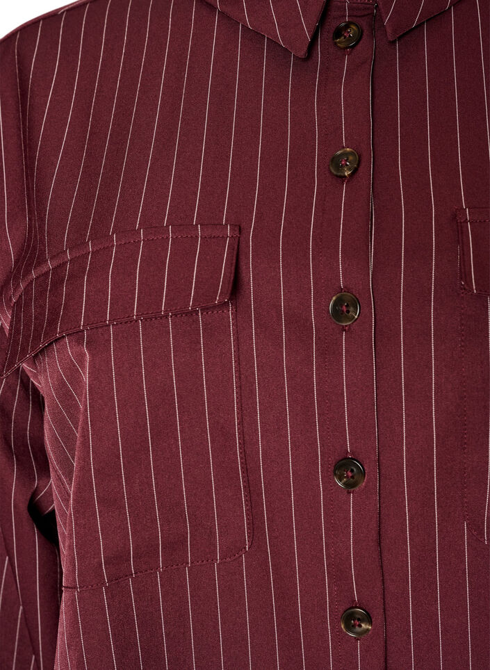 Gestreept overhemd met borstzakken, Rood, Packshot image number 2