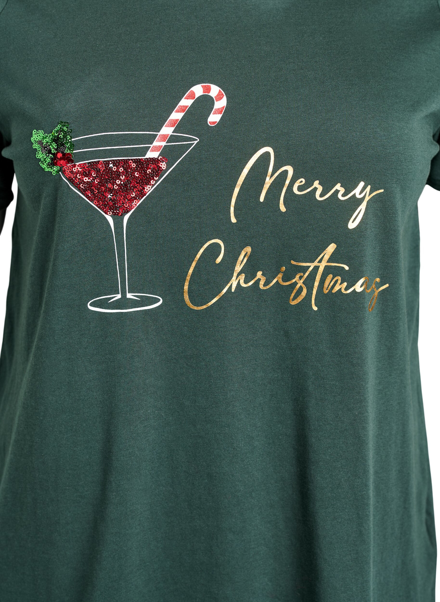 ZizziKerst T-shirt van biologisch katoen, Groen, Packshot image number 2