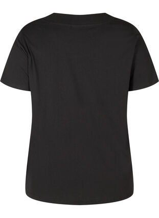 T-shirt à manches courtes avec une large côte au col, Black, Packshot image number 1