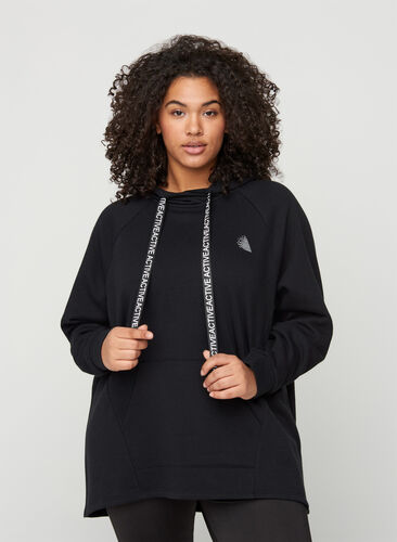 Sweatshirt met zak en capuchon, Black, Model image number 0