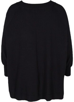Poncho tricoté texturé, Black, Packshot image number 1