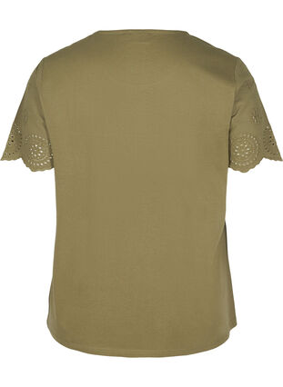 Blouse manches courtes avec broderie anglaise, Ivy Green, Packshot image number 1