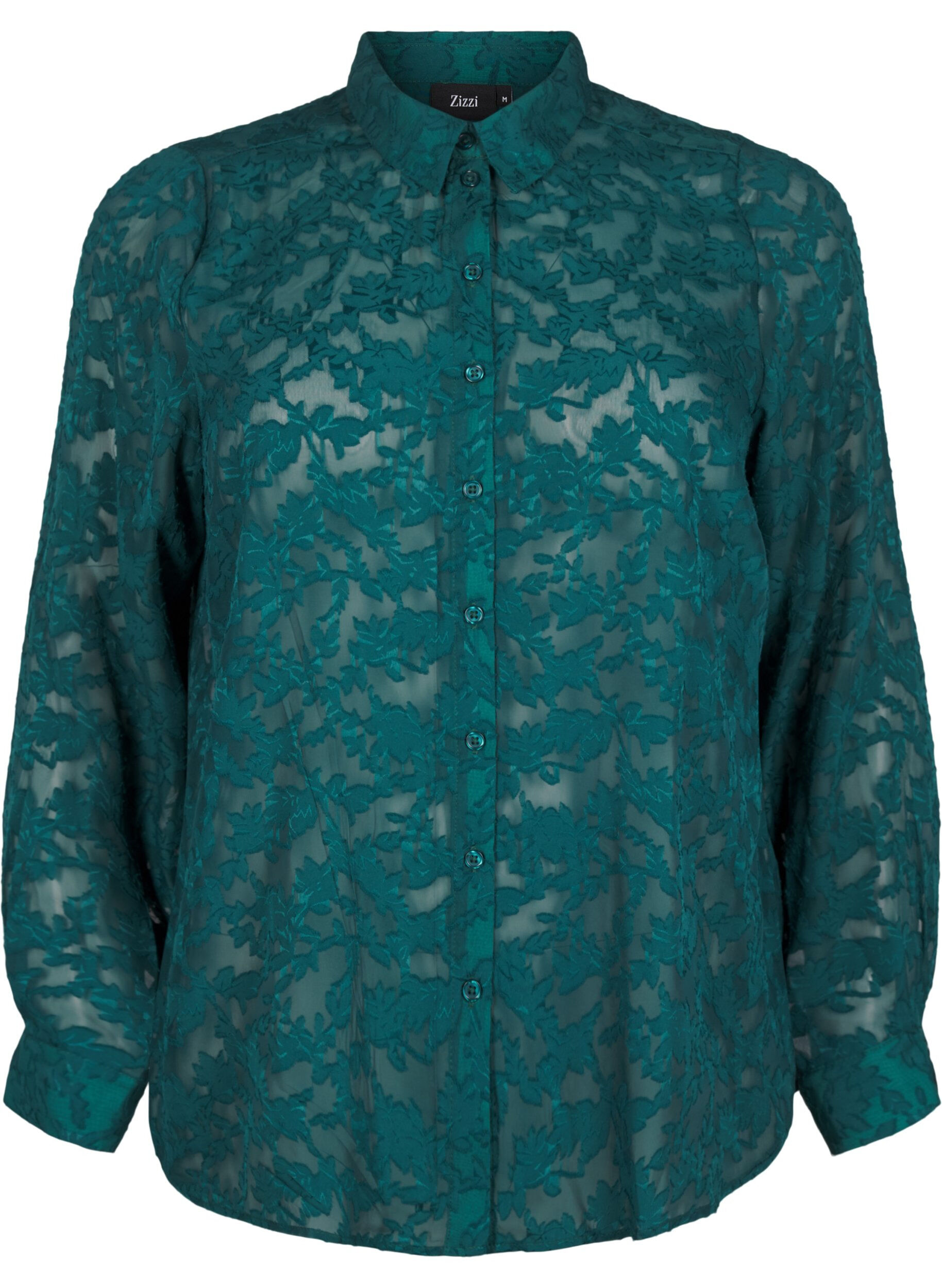 ZizziJacquard overhemd met knopen, Rain Forest, Packshot image number 0