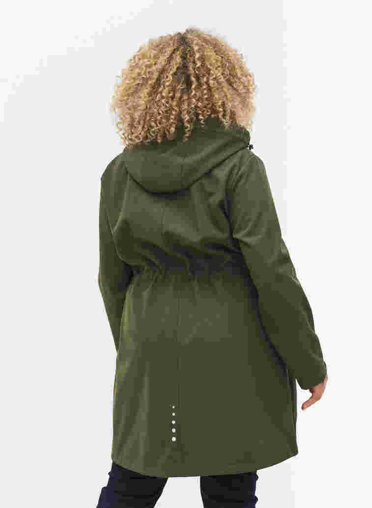 Veste Softshell longue à capuche, Forest Night Solid, Model