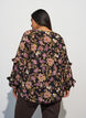 Blouse avec imprim&eacute; floral et volants, Noir, Model image number 2