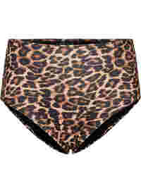 Bas de bikini taille haute imprimé léopard