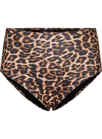 Bas de bikini taille haute imprimé léopard