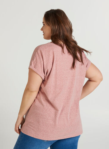 T-shirt chiné en coton, Old Rose Mélange, Model image number 1