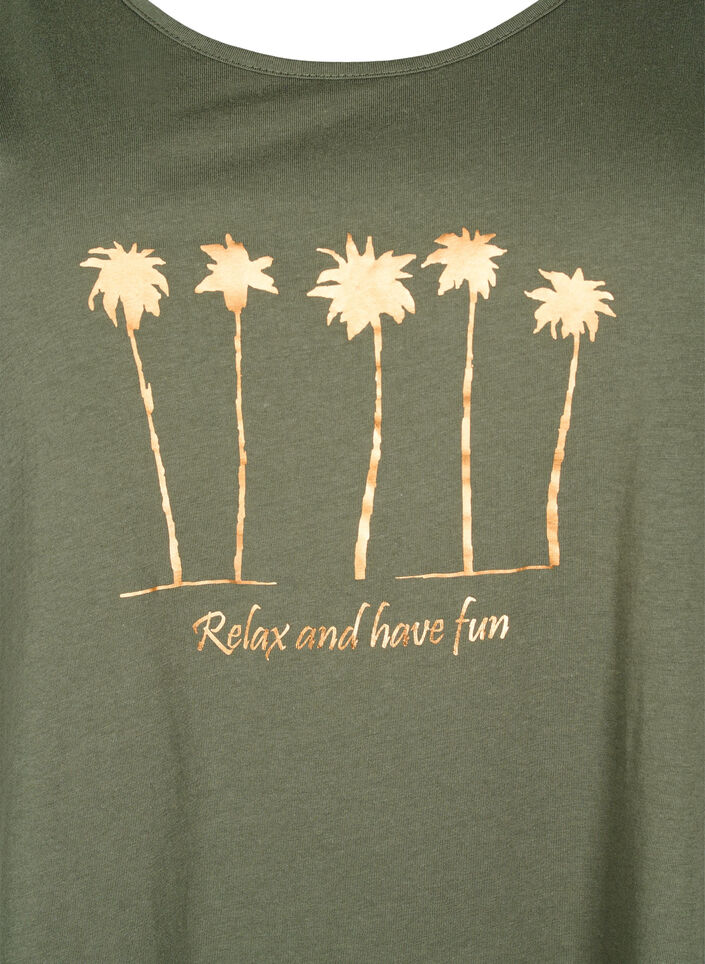 Mouwloze katoenen jurk met a-vorm, Thyme W. Palm trees, Packshot image number 2