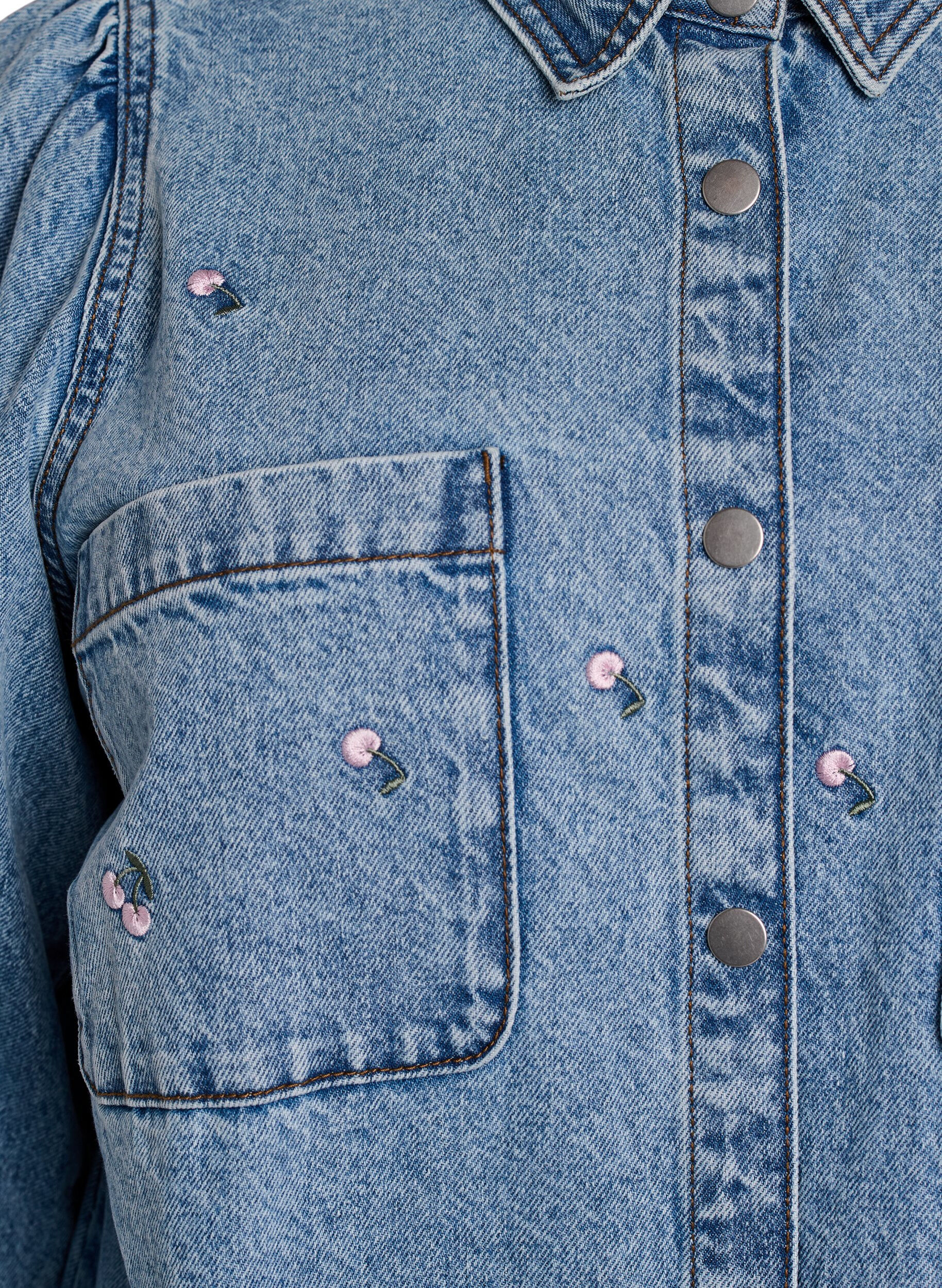 ZizziDenimjurk met kersen en borstzakken, Blauw, Packshot image number 2