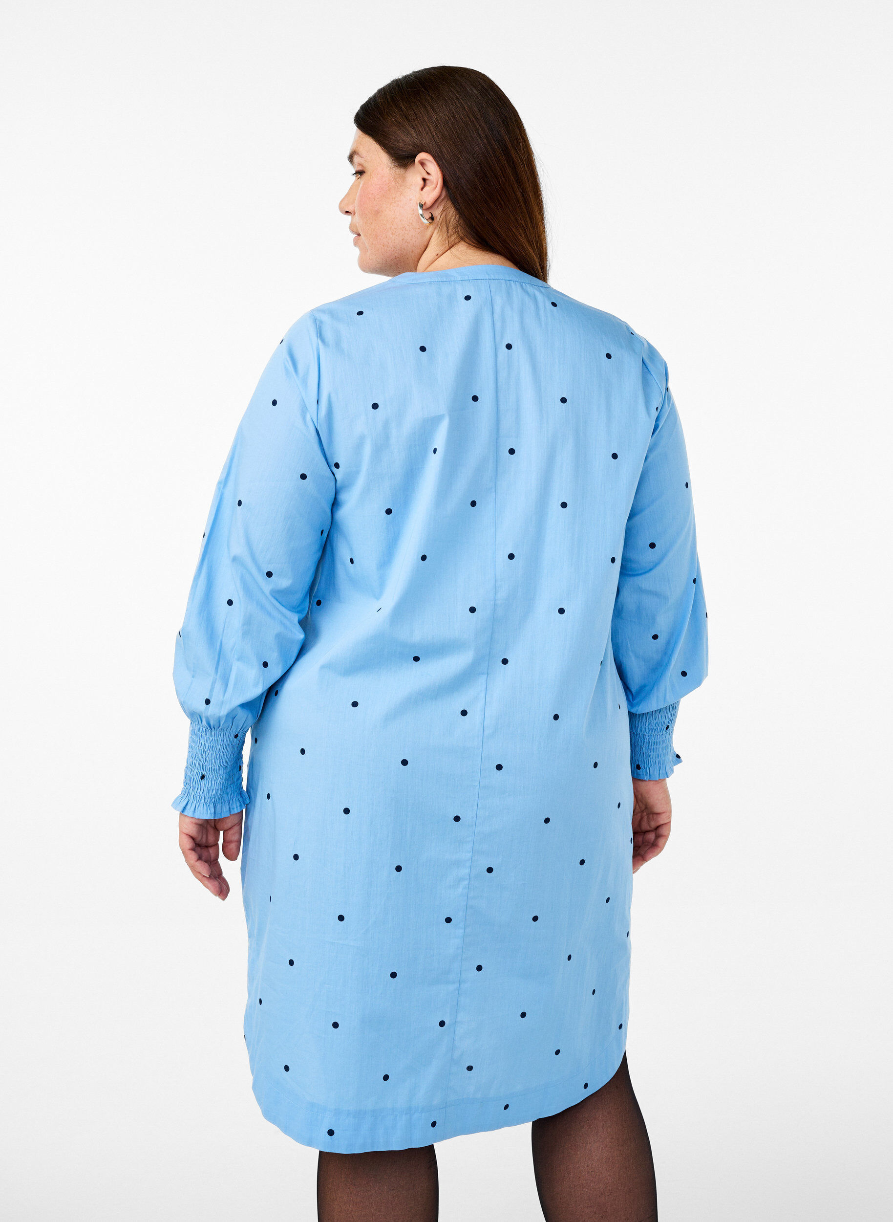 ZizziJurk met polka dots en lange mouwen, Blauw, Model image number 2