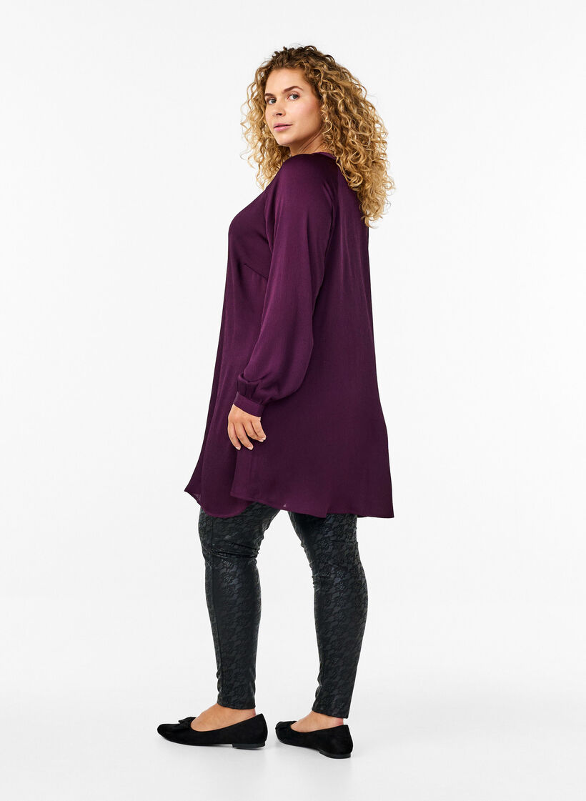 Lange blouse met knopen en lange mouwen, Potent Purple, Model image number 1