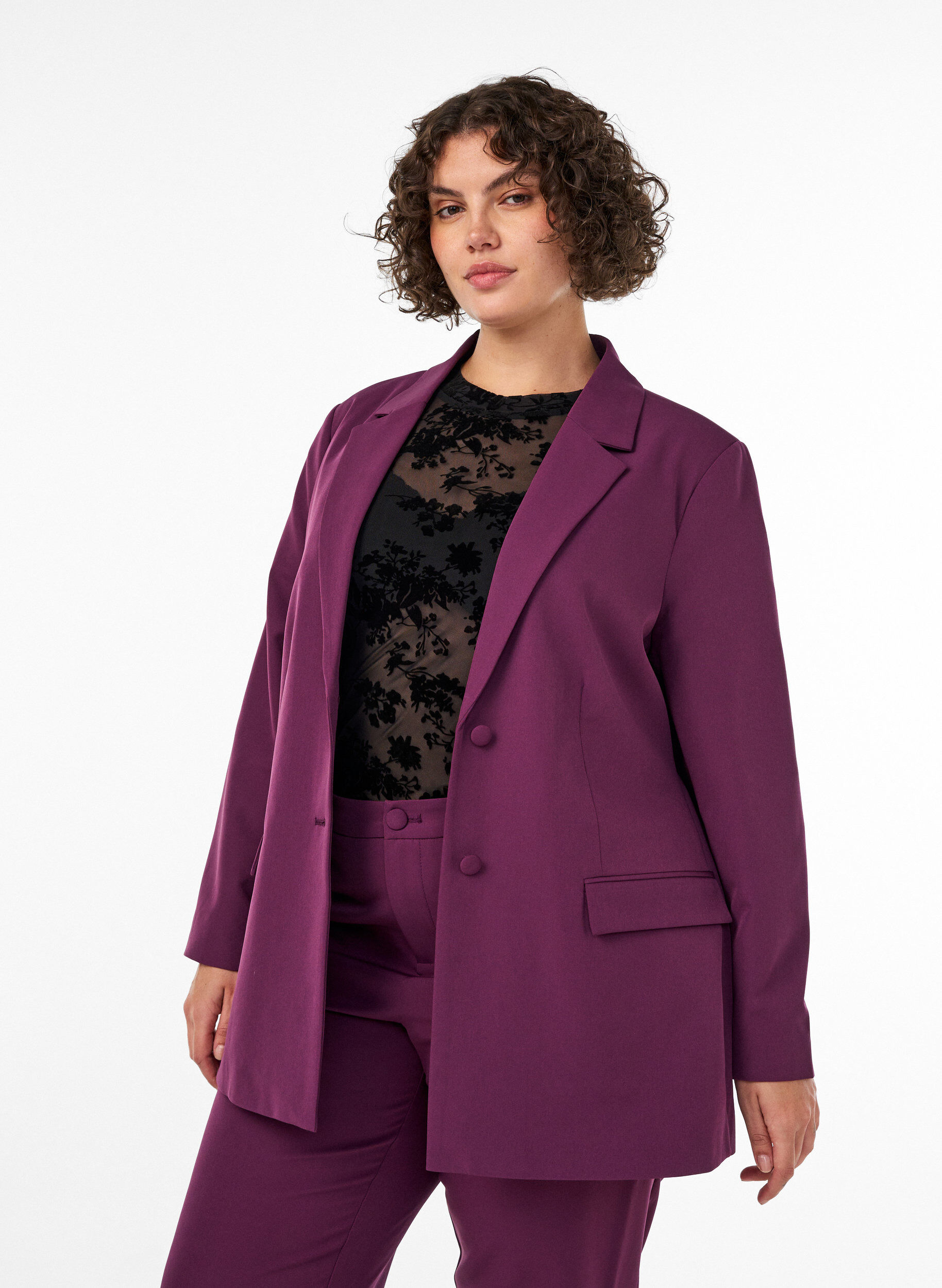 Klassieke blazer met knoopsluiting, Paars, Model