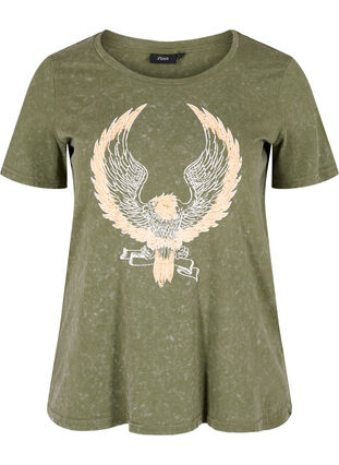 T-shirt en coton avec imprimé, Ivy Green ACID WASH, Packshot image number 0