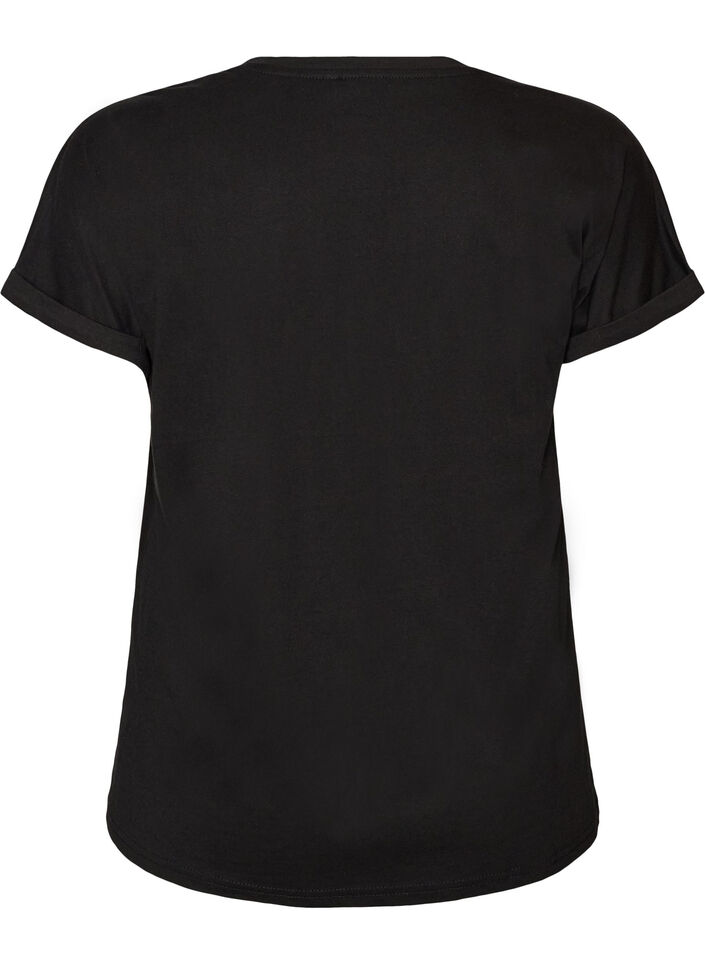 T-shirt en coton &agrave; imprim&eacute; floral, Noir, Packshot image number 1