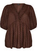 Viscose blouse met een stippenstructuur en V-hals, Bruin, Packshot image number 0