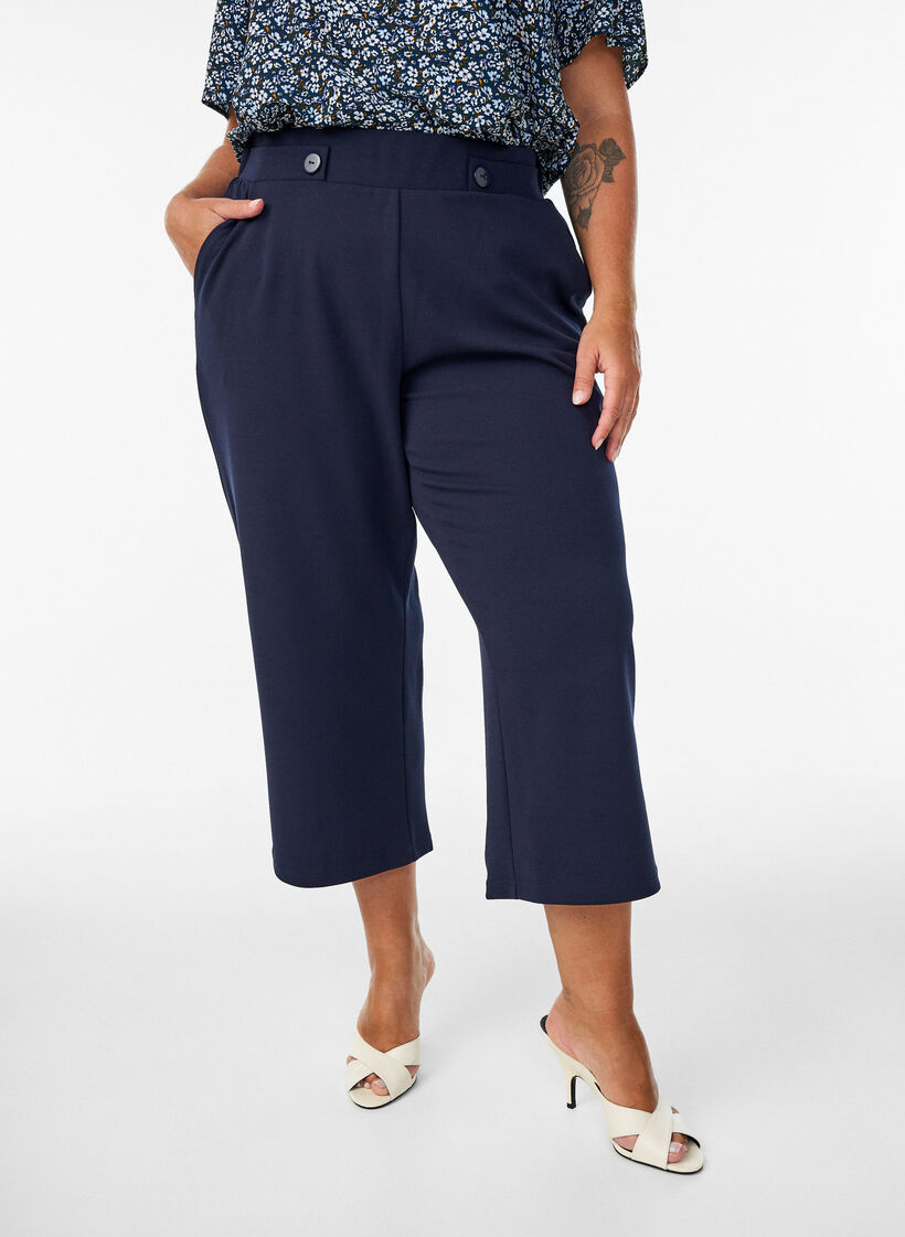 7/8 broek met losse pasvorm, Blauw, Model image number 2